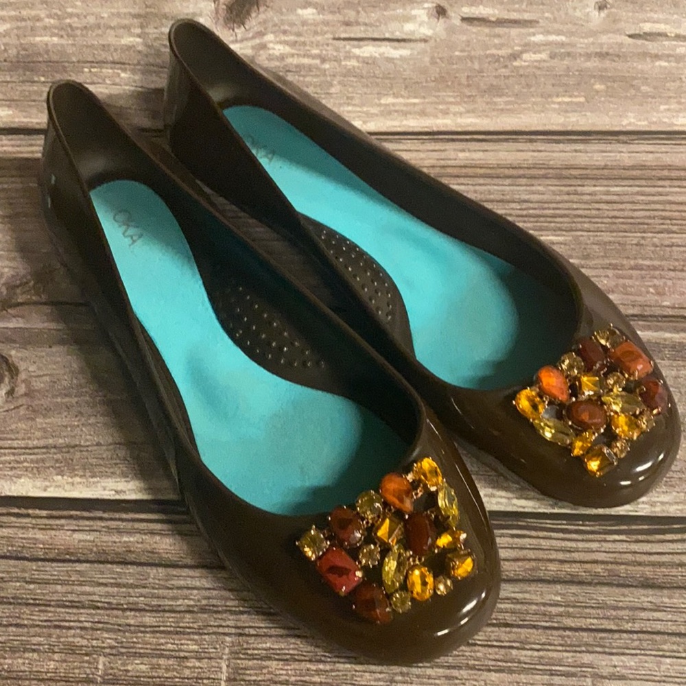 Oka washable ballet flats size 38 brown